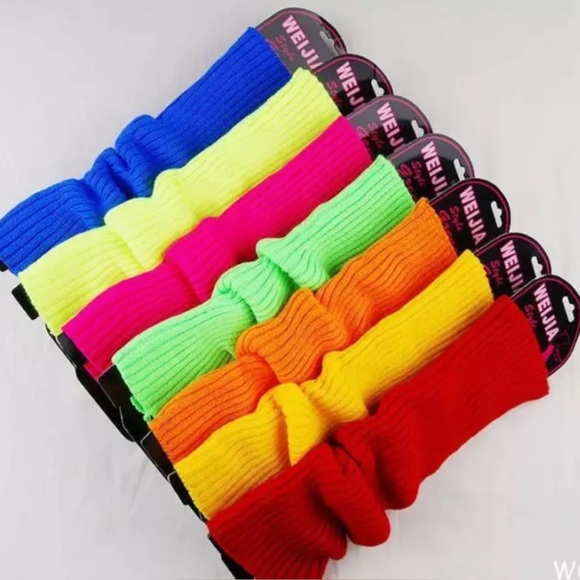 LEG WARMERS Knitted Women's Costume Neon Fluro
Dance Party Knit Sexy 80's Yoga - Picture 5 of 10